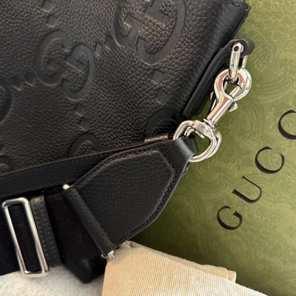 Men's Gucci Monogram Embroidered Leather Crossbody - Picture 4 of 10